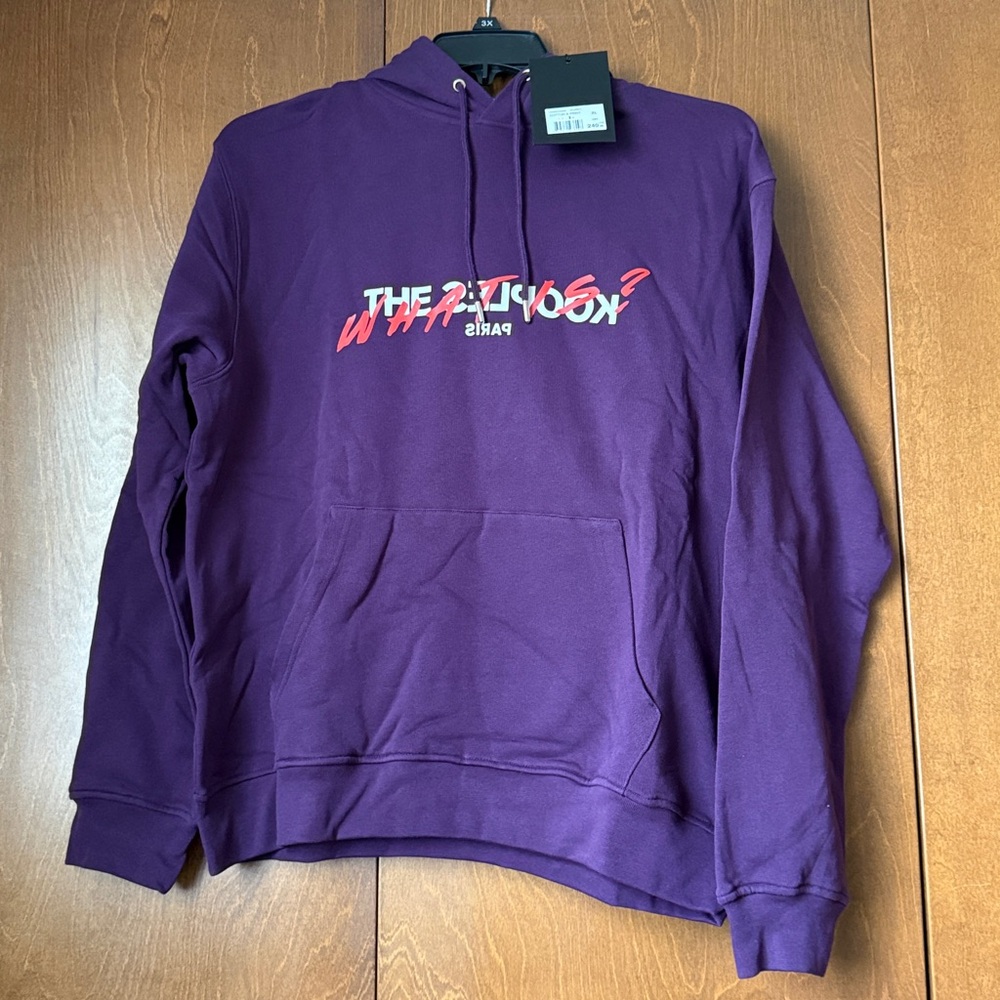 The Kooples What Is? Purple Graphic Hoodie Sweatshirt Relaxed NWT Sz XL Ret $240 - Picture 2 of 11